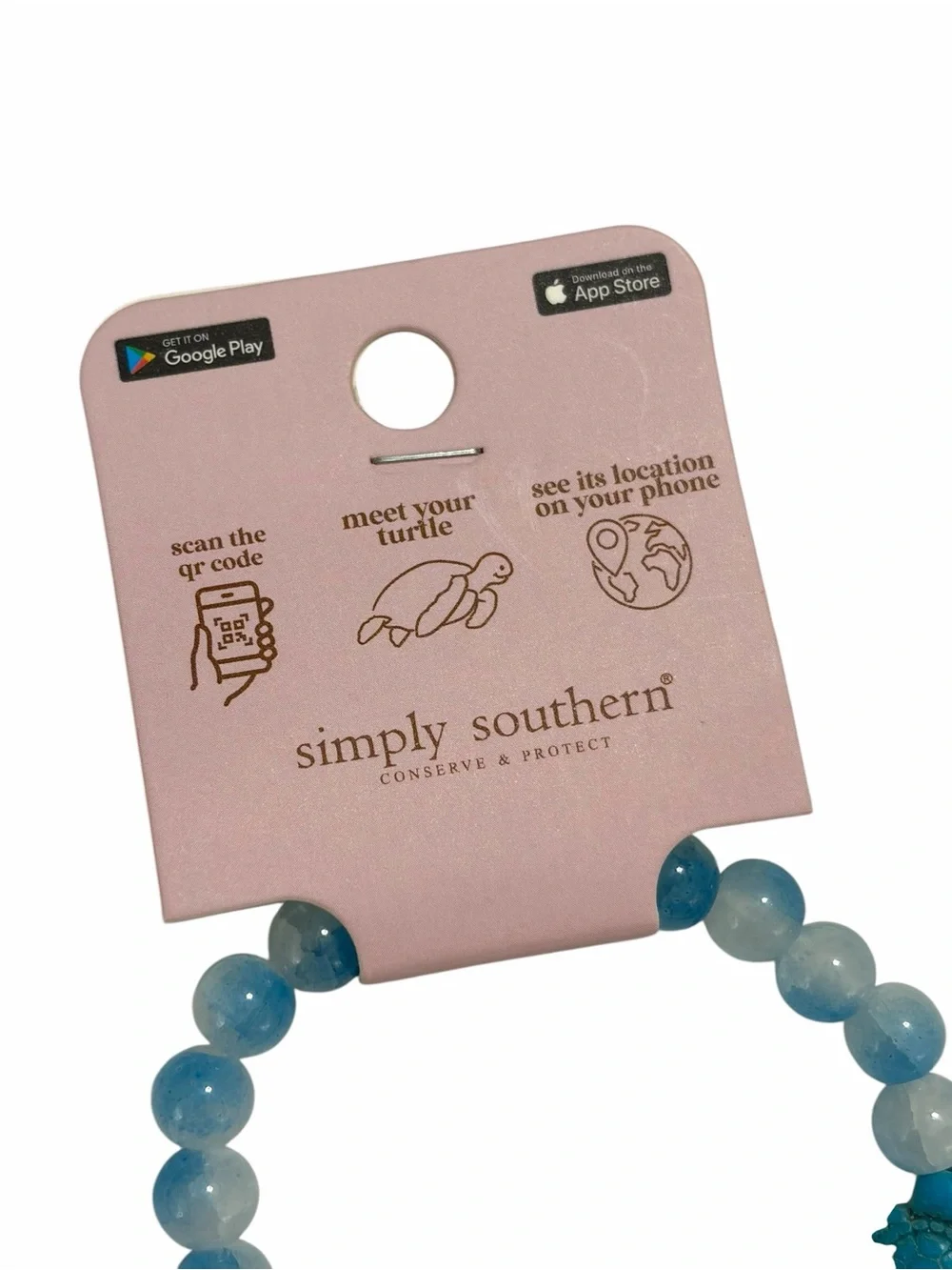 Simply Southern Blue & White Beads with Blue Sea Turtle Charm Tracker Bracelet